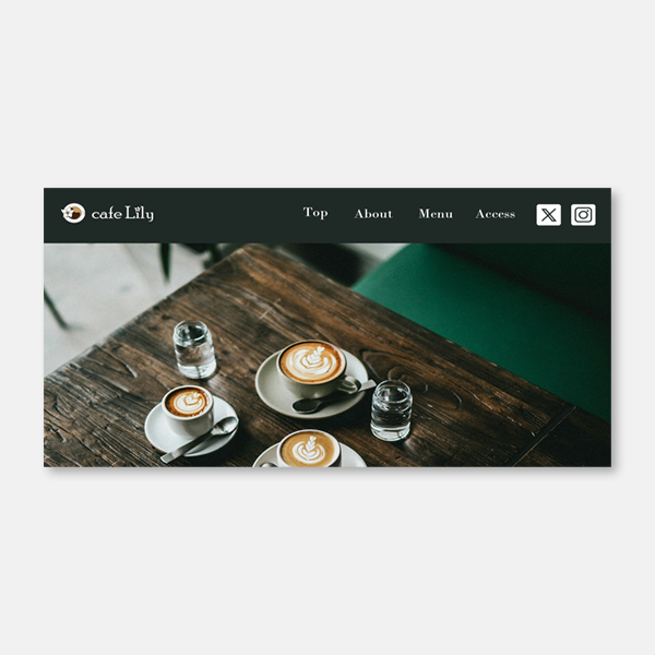 架空のカフェのホームページのWebサイトのサムネイル